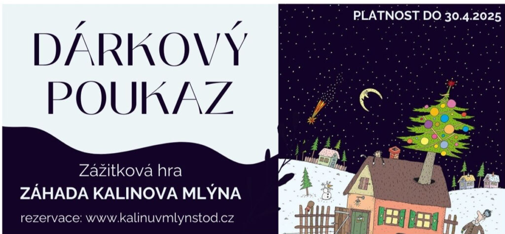 Kalibův mlýn Stod, úniková hra Plzeň, voucher