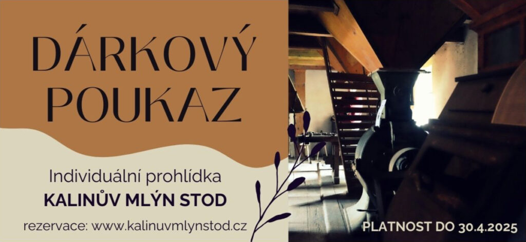 kalinův mlýn Stod, úniková hra plzeň, voucher, prohlídka