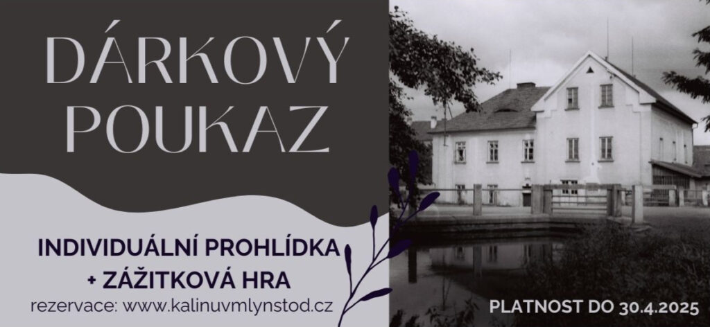 kalinův mlýn Stod, úniková hra plzeň, voucher